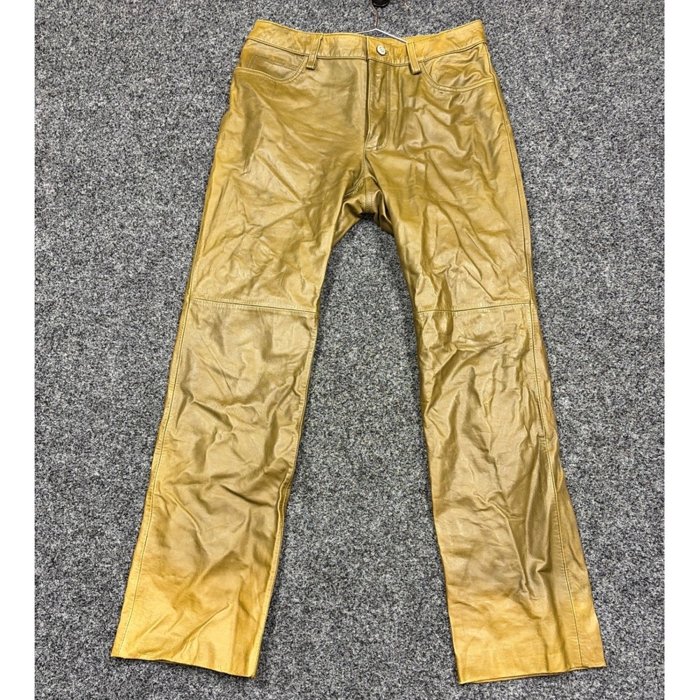 Gap Leather Pants Women 8 Gold Bootcut Genuine Leather Mid Rise Vintage Y2K